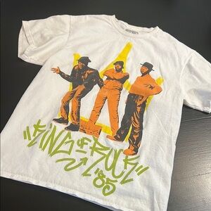 Run DMC White Graphic T-Shirt with Hip Hop Design